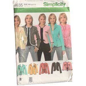 Simplicity 4635 Women's Blazer Jacket Sewing Pattern Sizes 6-12 - uncut